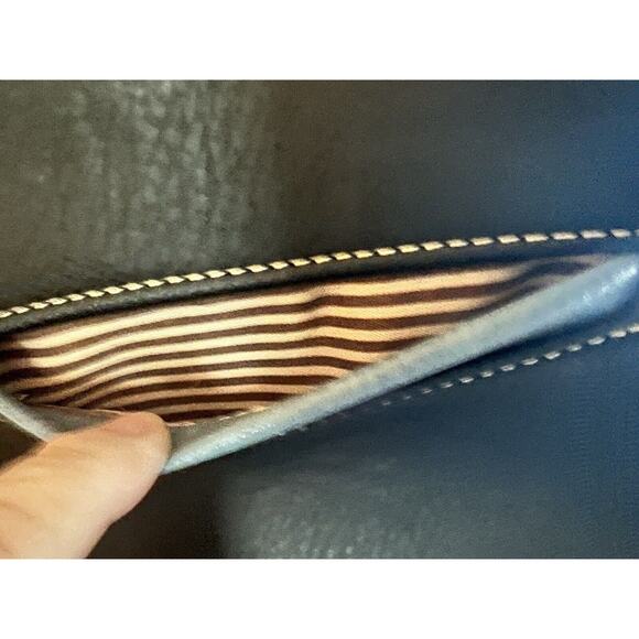 Concealed Carry Leather Blue Black Handbag Purse Embroidered Butterfly & Flowers - Picture 7 of 10